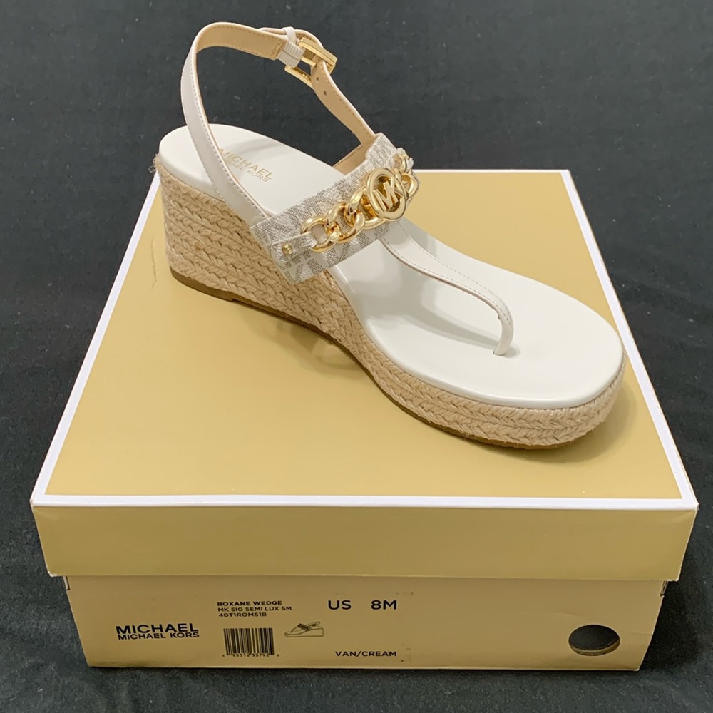 Michael Kors Roxane Wedge MK Sig Lux SM -Vanilla/cream